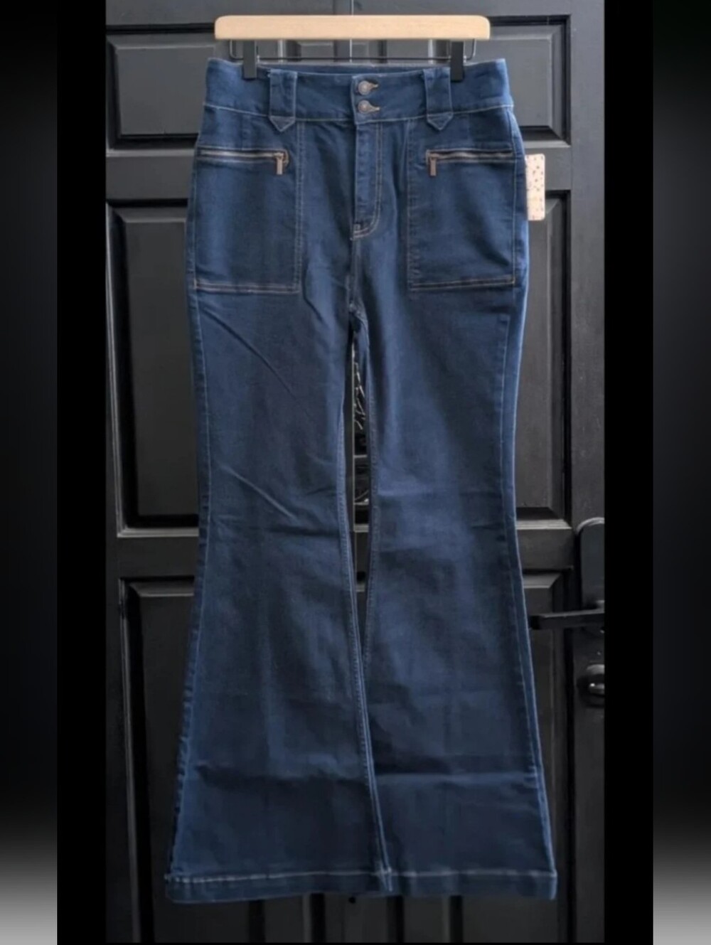 🆕 Women's FREE PEOPLE Size 31  Dark Wash High Rise Flare Wide Leg Y2K Jeans
